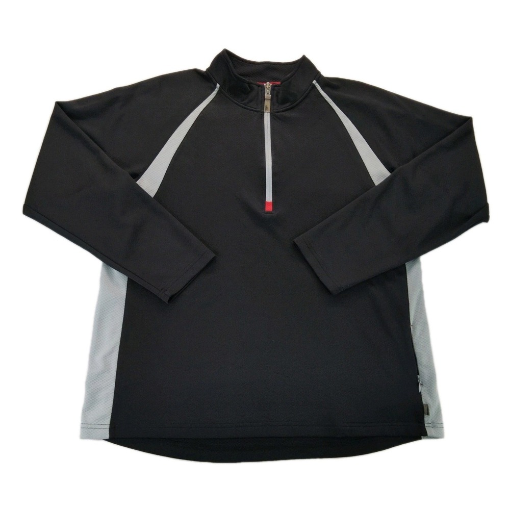 ALO CoolFit Men's Large 1/4 Zip Pullover Black Long Sleeve Activewear Shirt